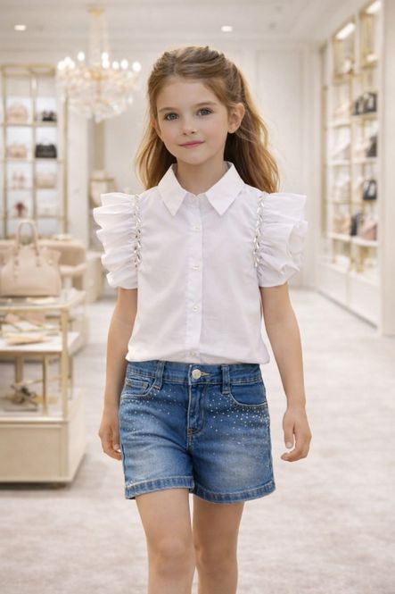 Hoofdbeeld Meisjes Witte Blouse – Elegant & Trendy